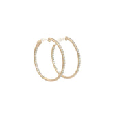 14K YELLOW GOLD 1.25CT GVS2 Round DIAMOND IN/OUT HOOPS 1 1/2"inch