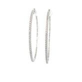 14k White Gold 2.58ct H VS2 Round Diamond inside/out Hoop Earrings 3"inch