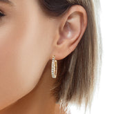 14k Yellow Gold .75ct G VS2 Round Open Diamond Hoop Earrings 6 gram 1"