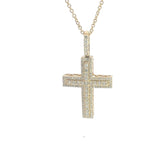 14k Yellow Gold 1.00ct G VS2 Round Diamond Cross Pendant 1 1/4 x 3/4 inch