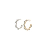 14k Yellow and White Gold 1.55ct F VS2 Round and Baguette Total of Weight Diamond Hoop Earrings