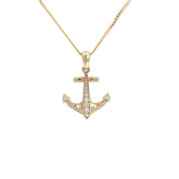 14k Yellow Gold .58ct F VS2 Round Diamond Anchor Pendant 11.6 gram 1 inch x 1 inch