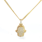 14k Yellow Gold 1.50ct G VS2 Round Diamond Pave Set Khamsa 10.6 grams