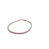 14k White Gold 3.00ct G VS2 Round Diamond and 1.80ct Round Pink Sapphire Tennis Bracelet