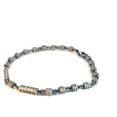 Sterling Silver 13.8 Gram Two Square's Round Cubic Zirconium Stone Men's Bracelet