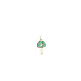 14k Yellow Gold .03ct Round Diamond and Malachite Mushroom Necklace