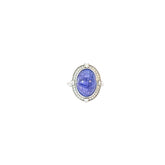 14k White Gold 9.74ct Oval Shape Tanzanite and .36ct G VS2 Round Diamond Ring