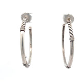 Pre-Loved David Yurman 925 Sterling Silver Metro Cable Large Hoop Earrings 47 mm