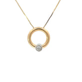 14k Yellow Gold .15ct G SI1 Round Diamond Circle Pendant