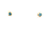14k Yellow and White Gold .50ct Round Irradiated Lab Grown Diamond Bezel Stud Earrings