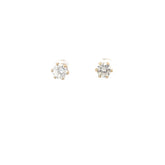 14K Yellow Gold 1.36ct H SI1 Round Diamond Vintage 6 Prong Stud Earrings