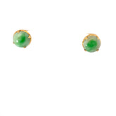 21k 9mm Round Jade Cabochon Screw Back Stud Earrings