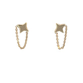 14k Yellow Gold Star and Chain Drape Baby Earrings