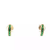 18k Yellow Gold .75ct Round AA Colombian Emerald Earrings