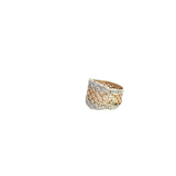 14K TWO TONE .65CT G VS2 ROUND DIAMOND BUBBLE RIGHT HAND RING 15.75 MM 7.5MM