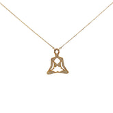 14k Yellow Gold .34ct G VS2 Round Diamond Buddha and Lotus Flower Necklace