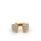 18k Yellow Gold 1.50ct E VS2 Baguette and Round Diamond Pave Set Open Ring