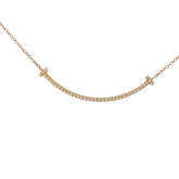 18k Yellow Gold .10ct G VS2 Round Diamond Tiffany & CO. T-Smile Small Pendant Pre-loved