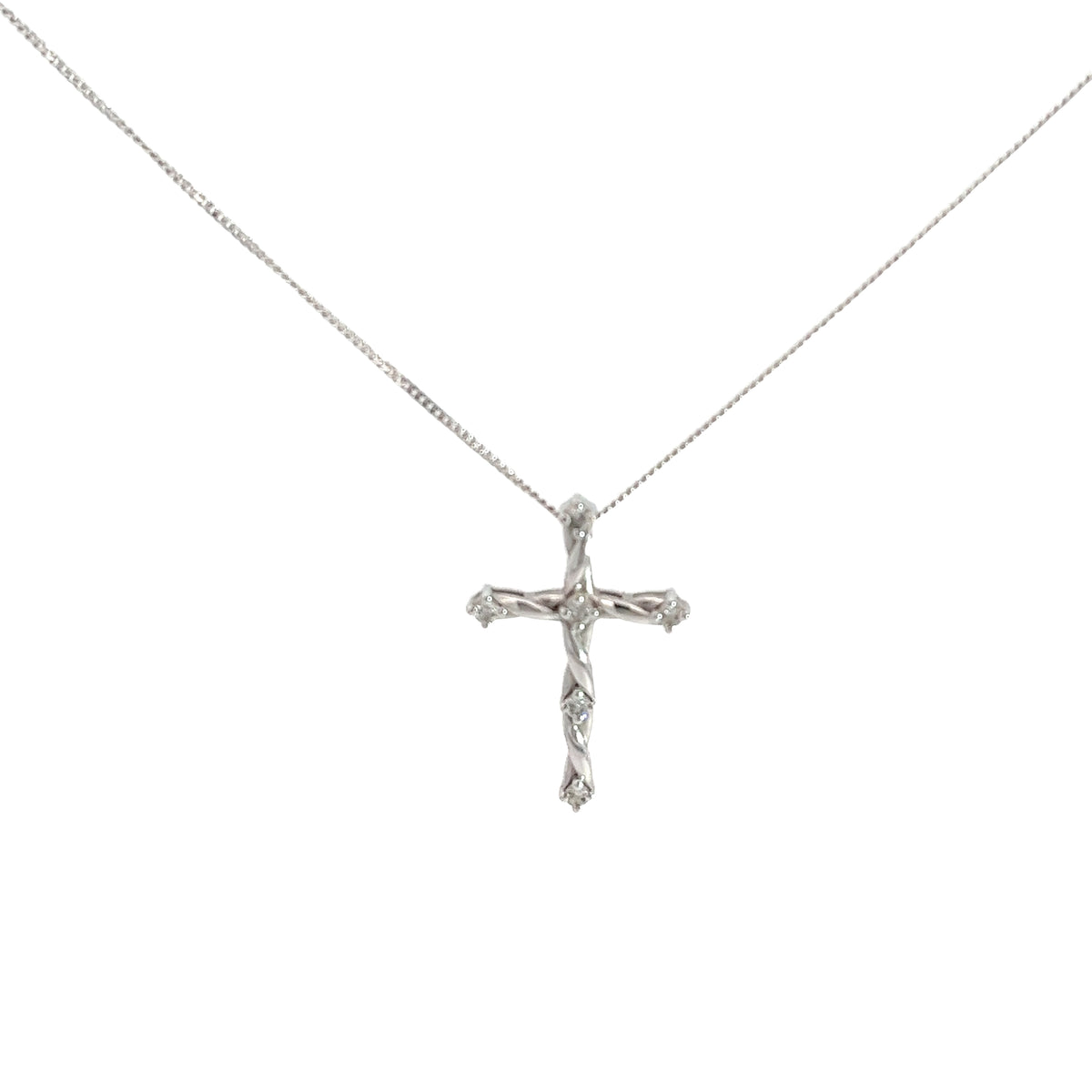 Ladies 14k white gold Diamond Cross Necklace