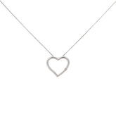 14k White Gold .07ct G SI1 Princess Cut Diamond Floating Heart Necklace