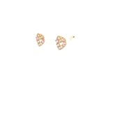 14k Yellow Gold 0.6 gram White / Pink Round Cubic Zirconium Heart Stud Baby Earrings