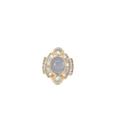 14k Yellow Gold Vintage 4.00ct Center Star Sapphire, 2.00ct G VS2 Baguette and 1.00ct G VS2 Round Diamond Ring