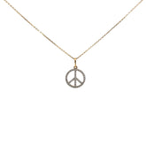 14k Yellow Gold .35ct H SI1 Round Diamond Peace Sign Necklace