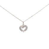 14k White Gold .35ct G SI1 Baguette Diamond Heart Necklace