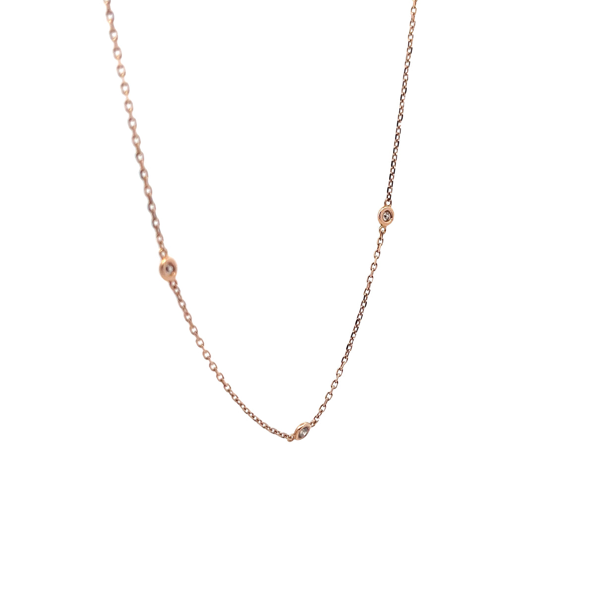 14k Rose Gold .50ct G SI1 Round Diamonds by the Yard Necklace
