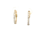 14k Yellow Gold .65ct G VS2 Round Diamond Inside/Out Hoop Earrings 3/4"