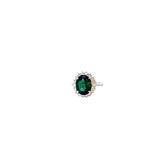 Platinum 4.04ct Oval AAA Green Tourmaline and surround by the halo .50ct G SI1 Round Diamond ring