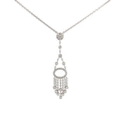 18k White gold 1.17ct F VS2 Round Diamond Dangle Chandelier Style Necklace