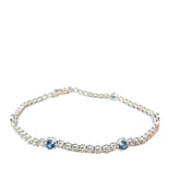 14k White Gold 1.75ct G VS2 Round Diamond with .75ct Round Blue Sapphire AAA Bracelet