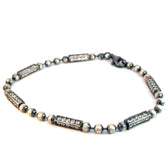 Sterling Silver 12.8 Gram with Round Cubic Zirconium Stone Men's Bracelet