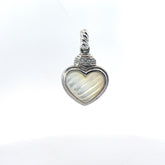 Pre-Owned Judith Ripka 925 CZ's and Mother of Pearl Heart Enhancer Pendant