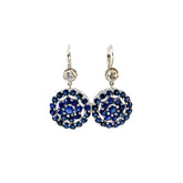 14k White Gold 4.00ct  Blue Sapphire/.78ct I VS2 Round Diamond Earrings