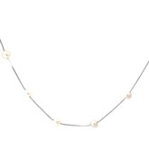 14k White Gold 6.5mm (11) Pearls 16" inch 1.5 Section on 1mm Necklace