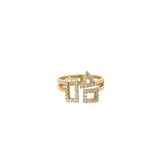 14k Yellow Gold .33ct G VS2 Round Diamond Geometric Ring