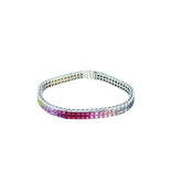 18k white Gold 15.00ct Multicolored AAA Green, Blue, Yellow and Pink Sapphire Bracelet