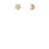 14k Yellow Gold Moon and Star Stud Baby Earrings