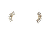 14k Yellow Gold .65ct H VS2 Round and Baguette Diamond Climber Earrings