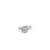 14k White Gold 1.00ct G SI1 Round Diamond with Halo Total Weight in Diamond Engagement Ring