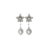 14k White Gold 3.06ct F VS2 Round Diamond Flower Vintage Earrings