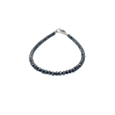 14k White Gold 11.85ct Black Diamond Beaded Mirror 3mm 6.5" inch Bracelet