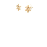14k Yellow Gold Daisy Flower with Diamond Stud Baby Earrings