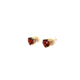 14k Yellow Gold 1.55ct Heart Shaped Garnet Studs
