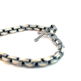 Sterling Silver 10.9 Gram Antiqued Men Bracelet with a Dangle Cross with Cubic Zirconium