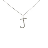 14k White Gold .25CT G SI1 Round Diamond Letter J Pendant