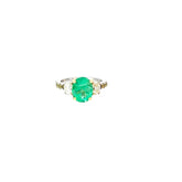 18k White Gold 2.45ct Oval Columbian Emerald and .80ct G VS2 Oval Diamond and .30ct yellow Diamond Ring