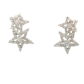 18k White Gold 1.50ct F VS2 Round Diamond Star Shape Omega Clip Earrings